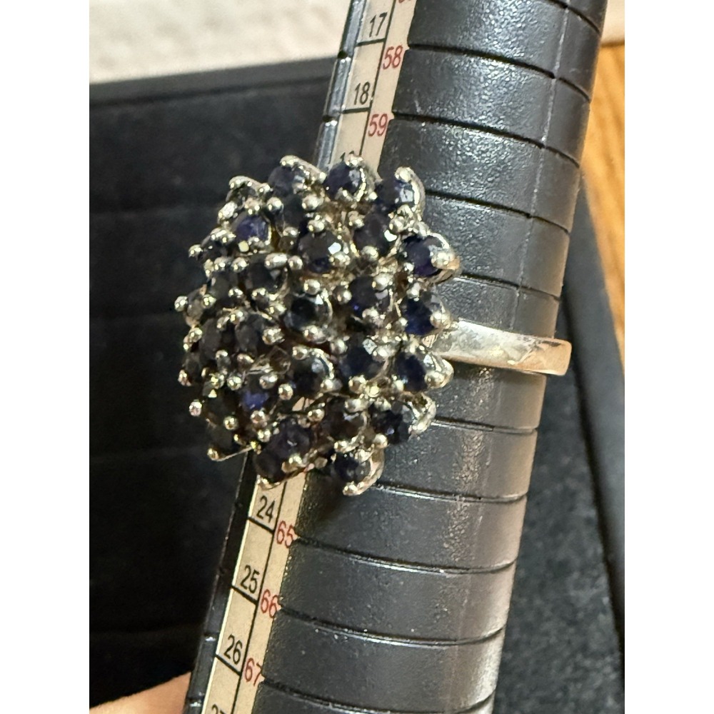 925 Sterling Silver Ring Sapphire Gemstone Jewelry ADI 925 Cluster LARGE Size 10 - Picture 3 of 16